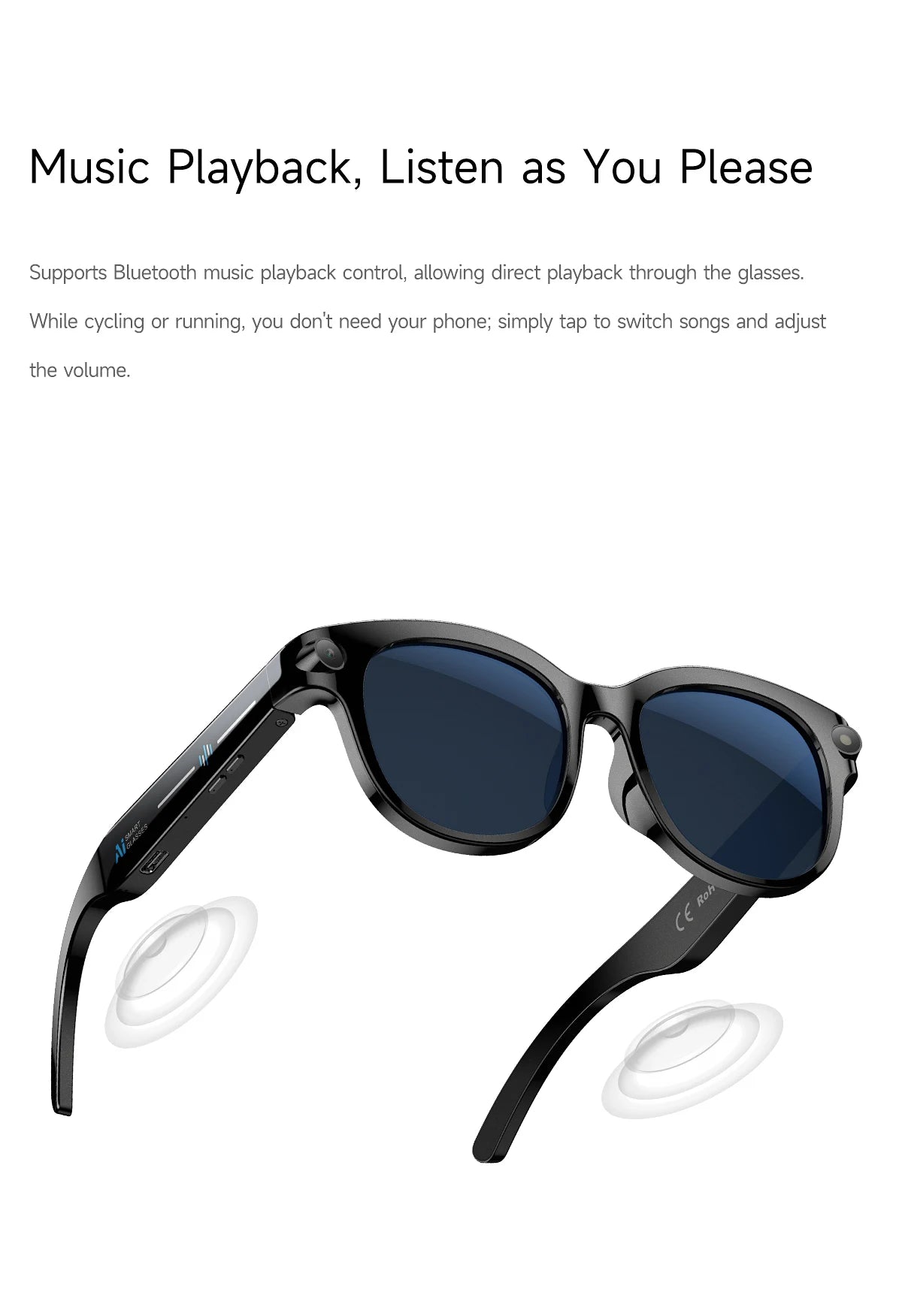 2026 AI Smart Glasses AI Translation Sunglasses Bluetooth Calling Music Player Camera Control Vedio Recording Glasses Men Women