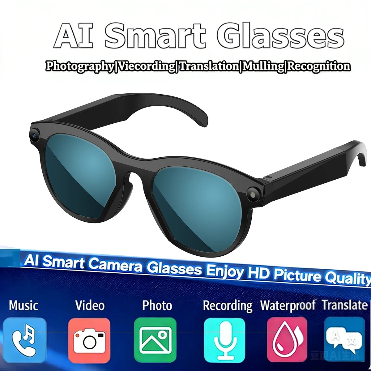 Smart Glasses for Men And Women with 2MP Camera 290 mAh Battery WiFi Connection AI Translation Video & Photo Smart Sunglasses