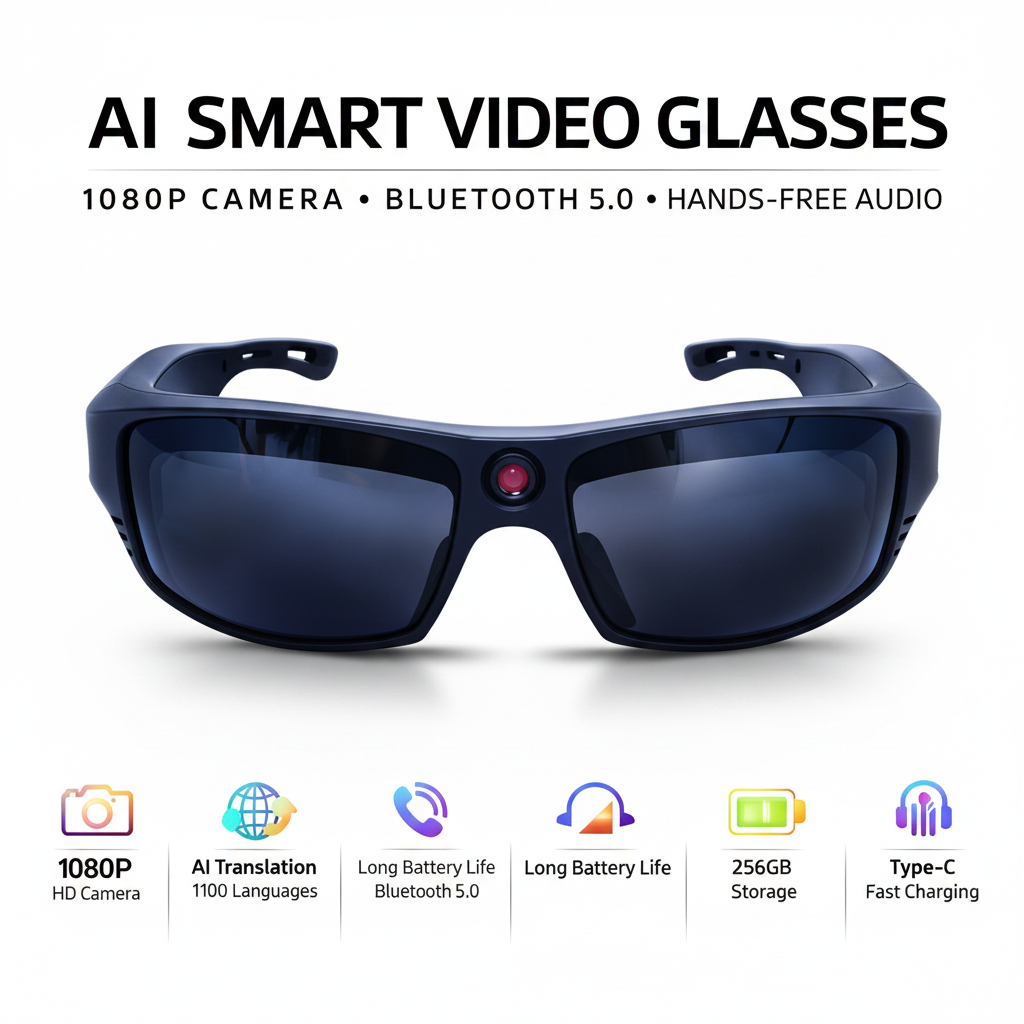 Smart Music Glasses – 1080P Camera, BT & AI Translation
