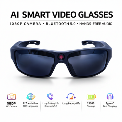 Smart Music Glasses – 1080P Camera, BT & AI Translation