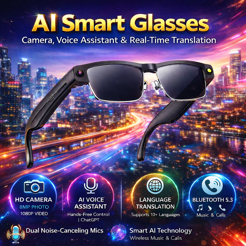 YAOCX L802 AI Smart Glasses – 1080P Camera & ChatGPT AI