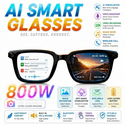 2026 AI Smart Glasses – 8MP HD Camera & 4K Recording
