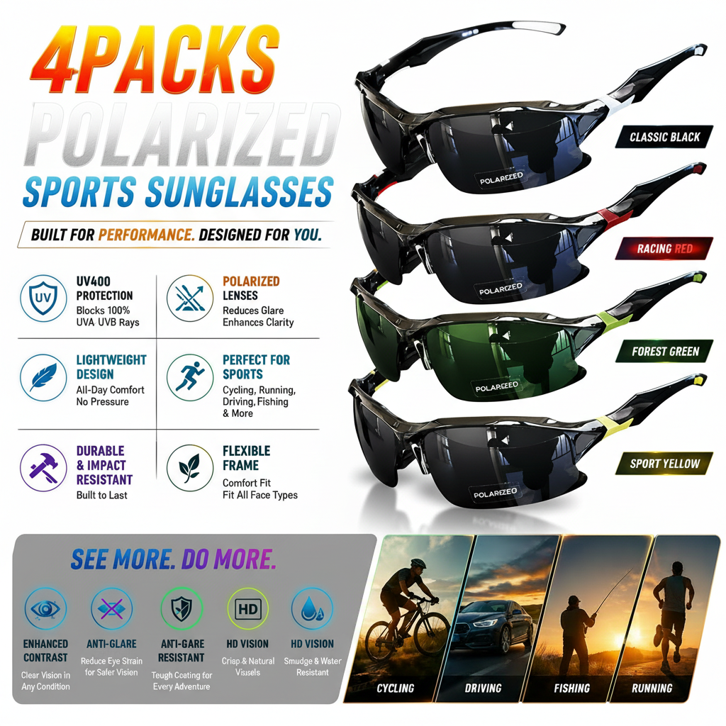 Polarized Sports Sunglasses – Windproof & UV Protection