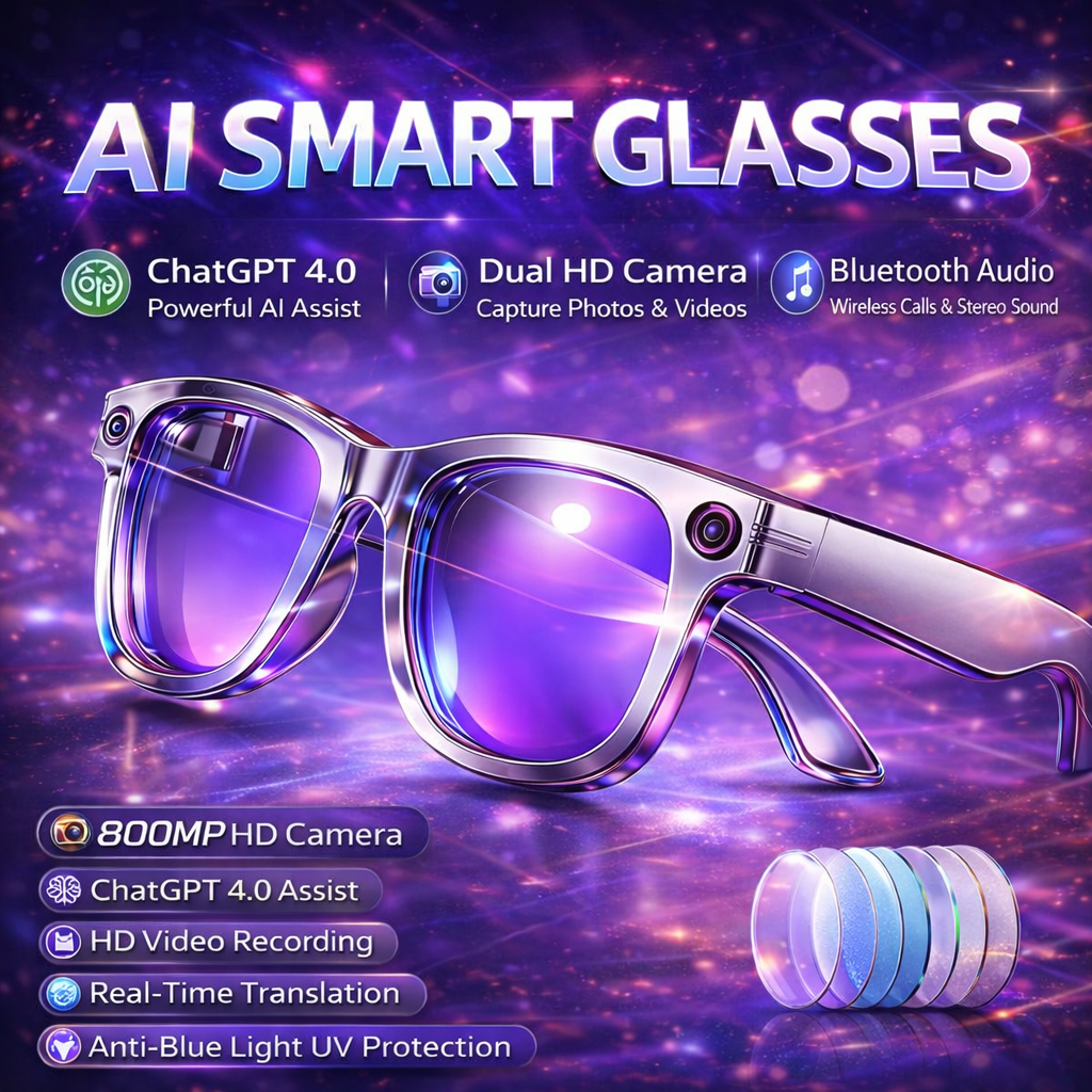 GUHUAVMI W610 AI Smart Glasses – ChatGPT 4.0 & Dual Camera