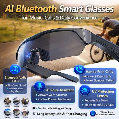 Smart Bluetooth 5.3 Sport Glasses – Music, Calls & UV
