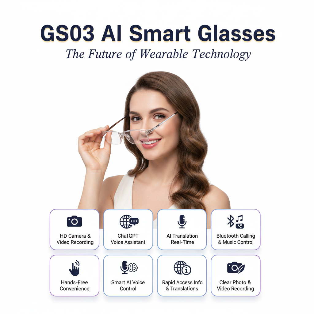 GS03 Pro Smart Glasses – AI Recognition, Camera & Translation