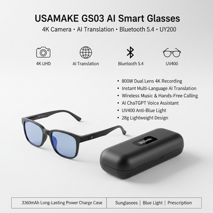 GS03 Smart Glasses – Camera, AI Recognition & Translation