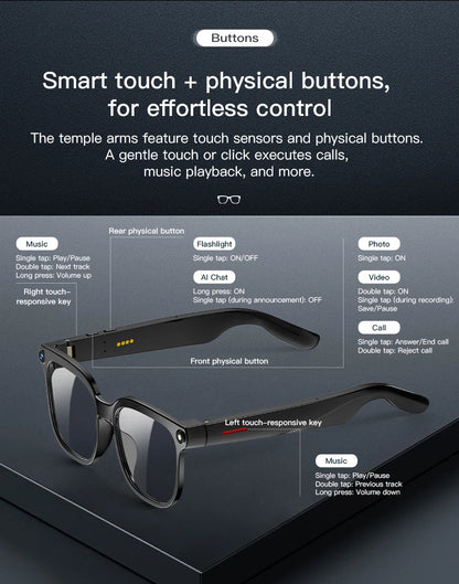 2026 New Men AI Smart Glasses Color-Changing Translation Glasses 800W Camera ChatGPT Call Music Photo Video Recording Sunglasses