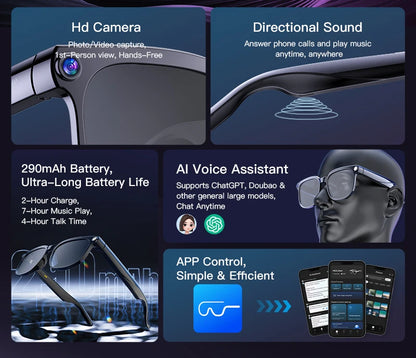 2026 New Men AI Smart Glasses Color-Changing Translation Glasses 800W Camera ChatGPT Call Music Photo Video Recording Sunglasses