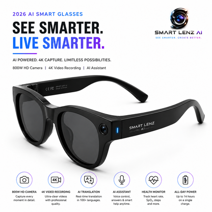 2026 AI Smart Glasses – 800W HD Camera & 4K Shooting
