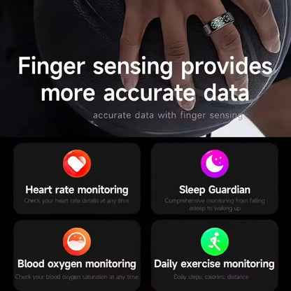 2025 Smart Ring with Display – Touch, Wireless Charging & 5ATM