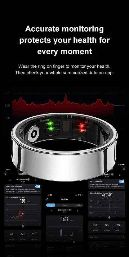 R09 Smart Ring – Charging Case, Heart Rate & 5ATM Waterproof