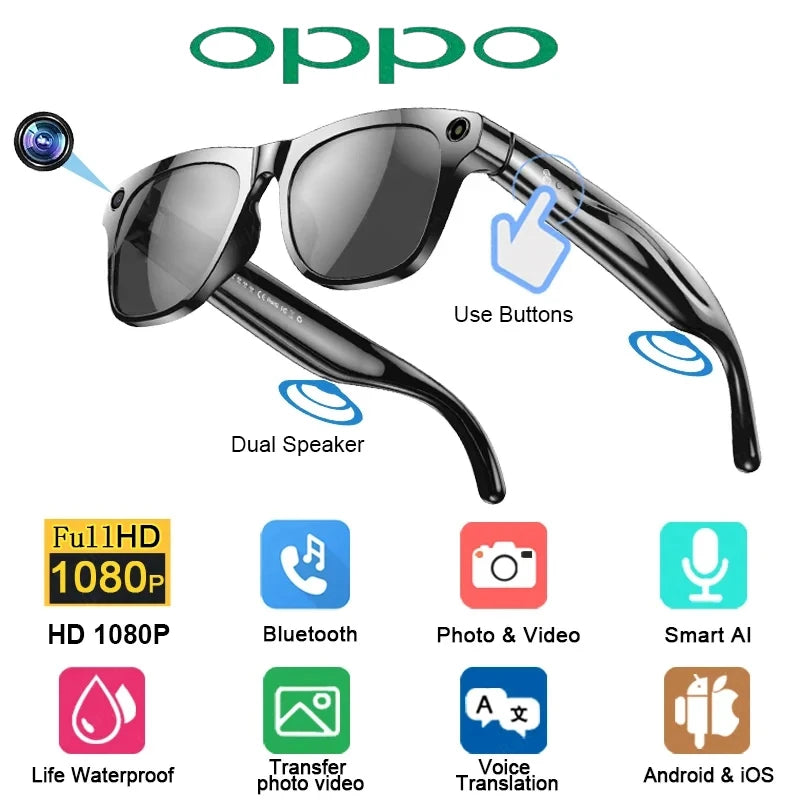 OPPO AI Smart Glasses – Ultra Clear Camera & Bluetooth