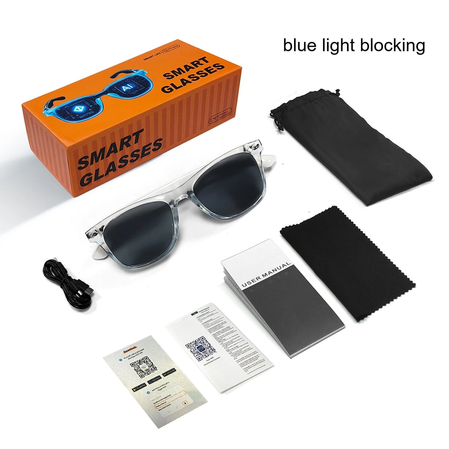 Smart Glasses AI translation 100+ Languages Make Receive Calls Music Calling Noise Reduction Light Glasses Men Women