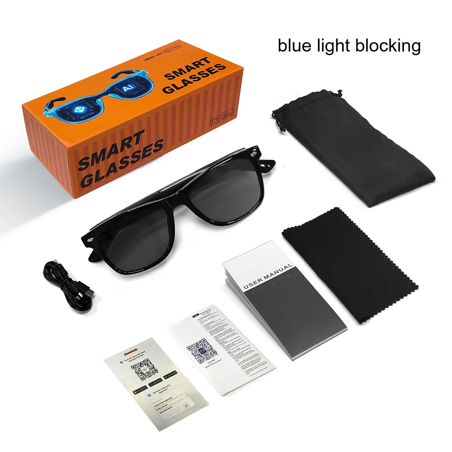 Smart Glasses AI translation 100+ Languages Make Receive Calls Music Calling Noise Reduction Light Glasses Men Women
