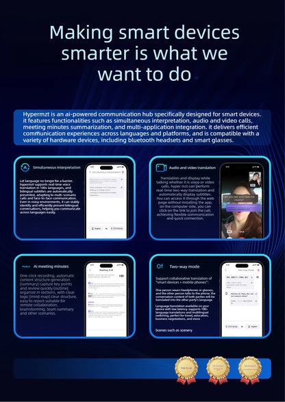 Smart Glasses AI translation 100+ Languages Make Receive Calls Music Calling Noise Reduction Light Glasses Men Women