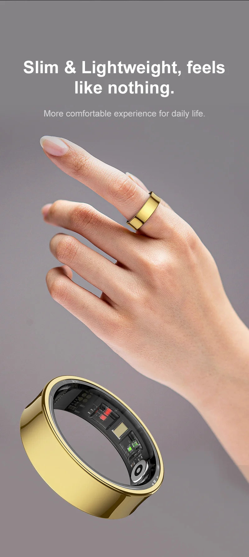 R09 Smart Ring – Charging Case, Heart Rate & 5ATM Waterproof