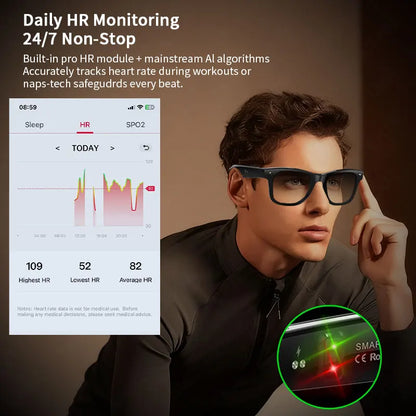 LIGE AI Smart Glasses – 100+ Language Translator & BT 5.3