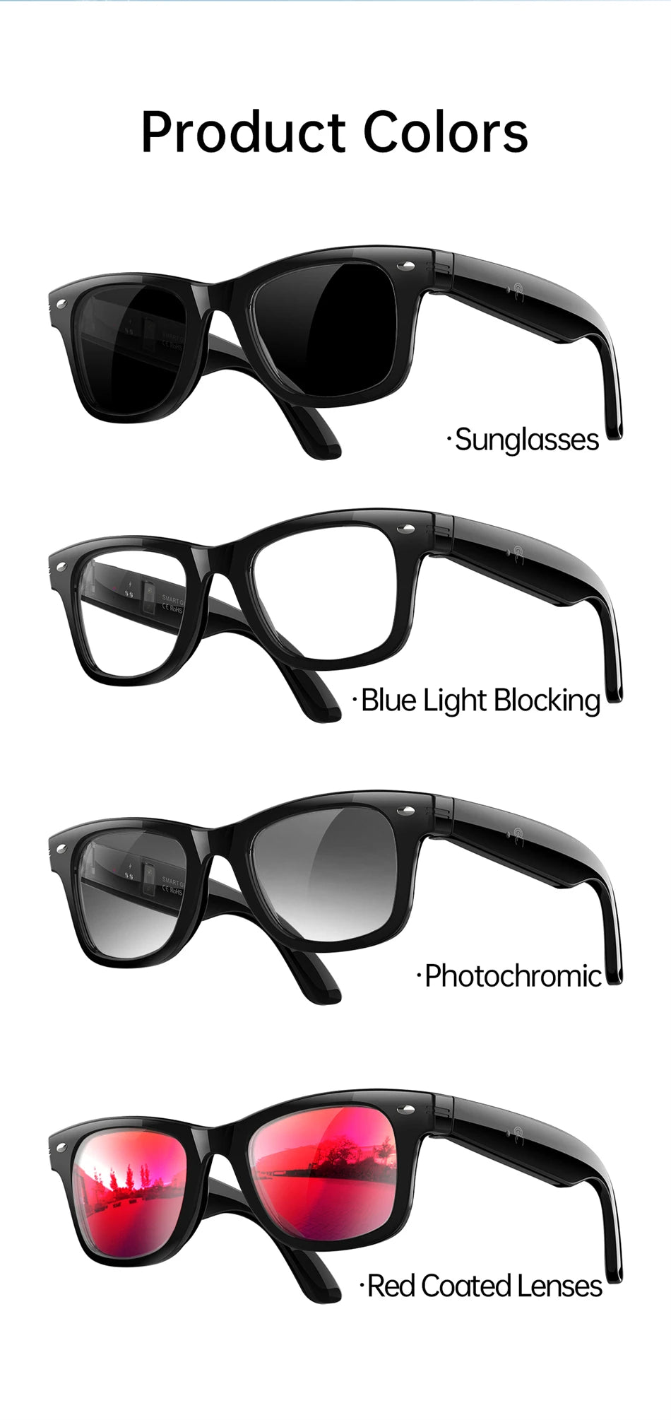 LIGE AI Smart Glasses – 100+ Language Translator & BT 5.3