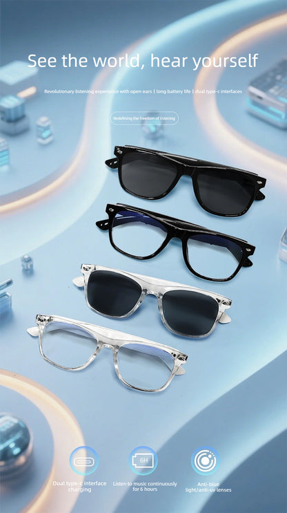 Smart Glasses AI translation 100+ Languages Make Receive Calls Music Calling Noise Reduction Light Glasses Men Women