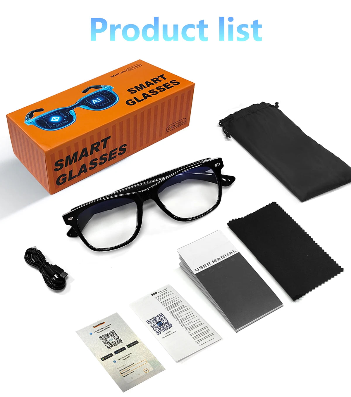 AI Smart Glasses – 100+ Language Translation & BT Calling