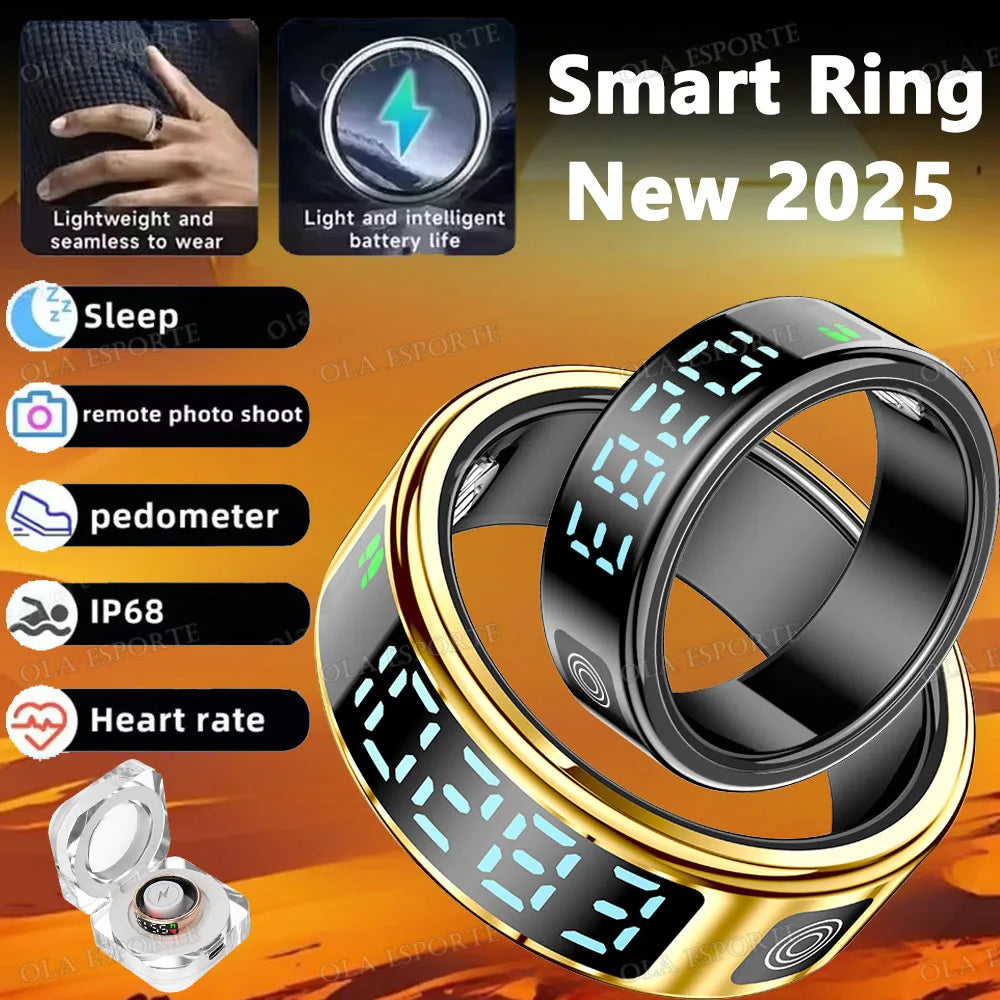 2025 Smart Ring with Display – Touch, Wireless Charging & 5ATM
