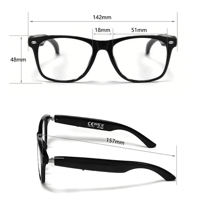 Product parameters of AI intelligent translation glasses with dimensions and features listed.