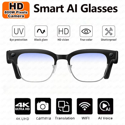AI Smart Glasses To Take Photos Videos 800W HD Camera Intelligent Translation Photo-taking And Object Recognition Smart Glasses