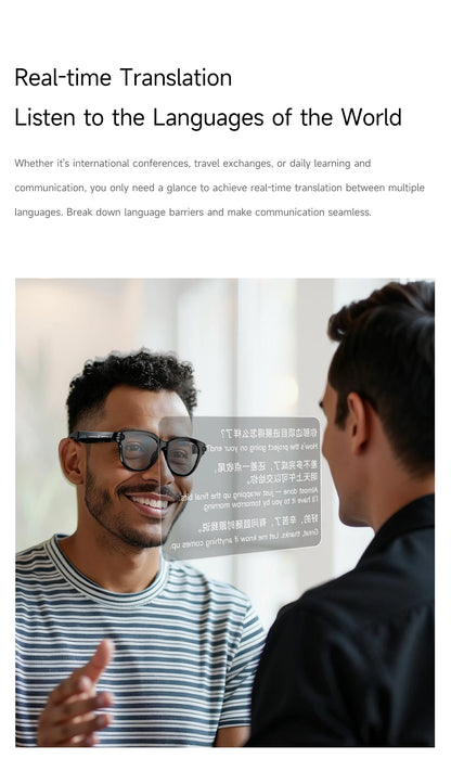 2026 AI Smart Glasses for Men Women 200W HD Camera 1080P Video AI Voice Assistant Translation Music Playback LED Flashlight