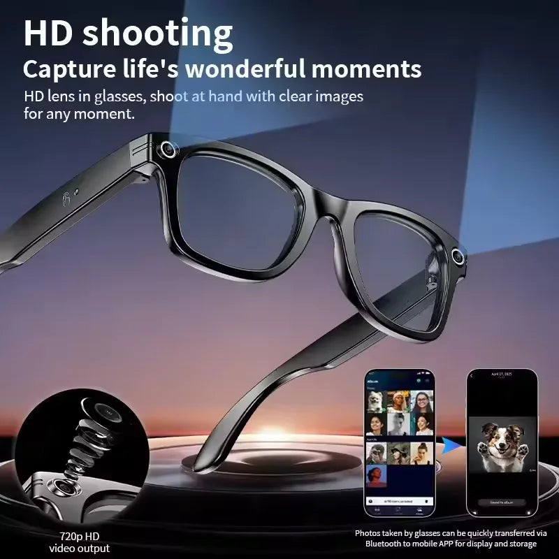 AI Smart Glasses 800W Anti Shake HD Camera Video Recording Languages Translation Sunglasses Bluetooth Call Music Play Man Women