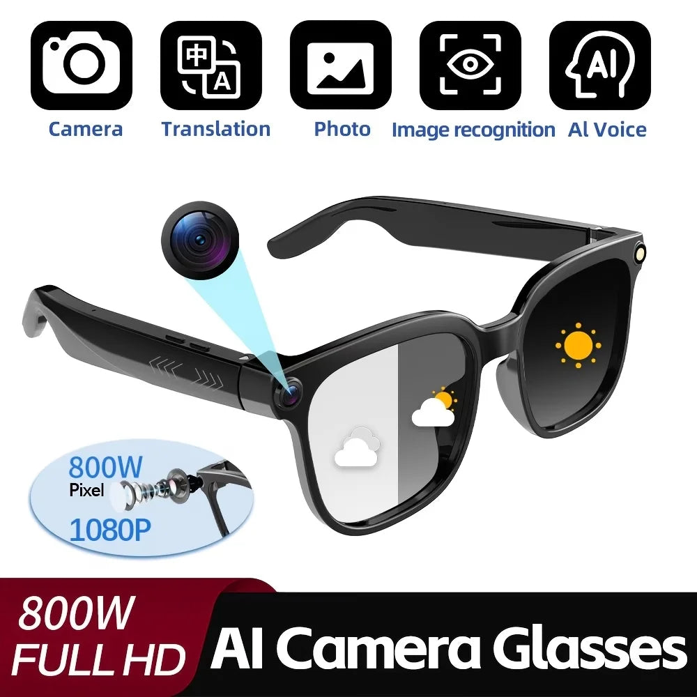 2026 New Men AI Smart Glasses Color-Changing Translation Glasses 800W Camera ChatGPT Call Music Photo Video Recording Sunglasses