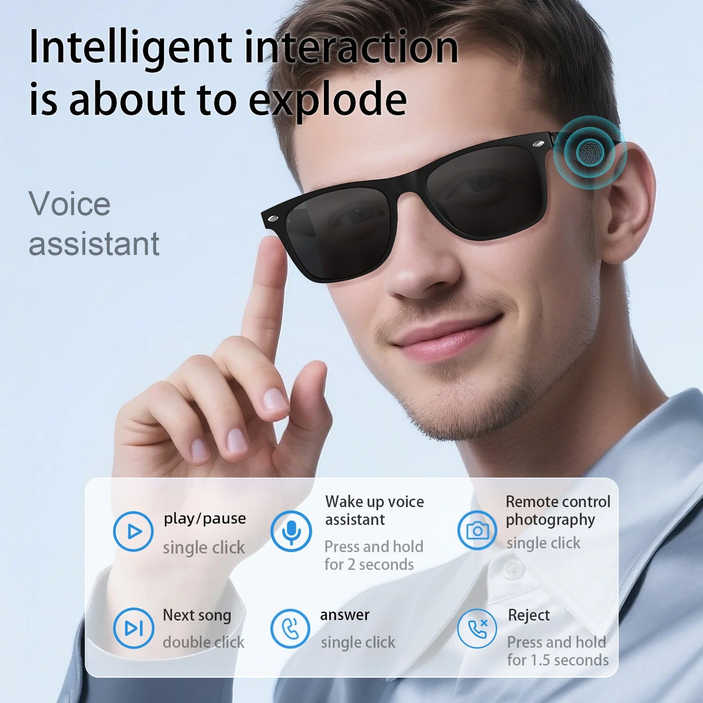 2025 Smart Glasses  AI Translation Camera Control Bluetooth Call Headphones Fashionable Sunglasses Intelligent Men Women Gifts