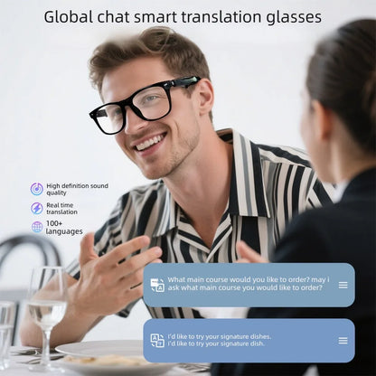 Smart Glasses AI translation 100+ Languages Make Receive Calls Music Calling Noise Reduction Light Glasses Men Women