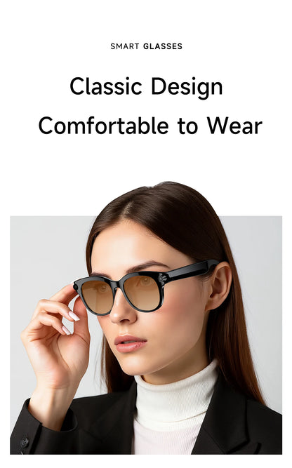 2026 AI Smart Glasses for Men Women 200W HD Camera 1080P Video AI Voice Assistant Translation Music Playback LED Flashlight