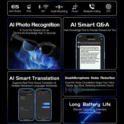 AI Smart Glasses To Take Photos Videos 800W HD Camera Intelligent Translation Photo-taking And Object Recognition Smart Glasses