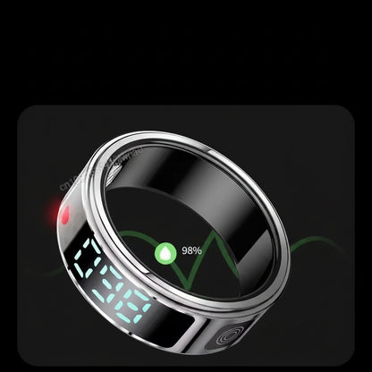 Smartwatch with heart rate and blood oxygen monitoring features on a black background