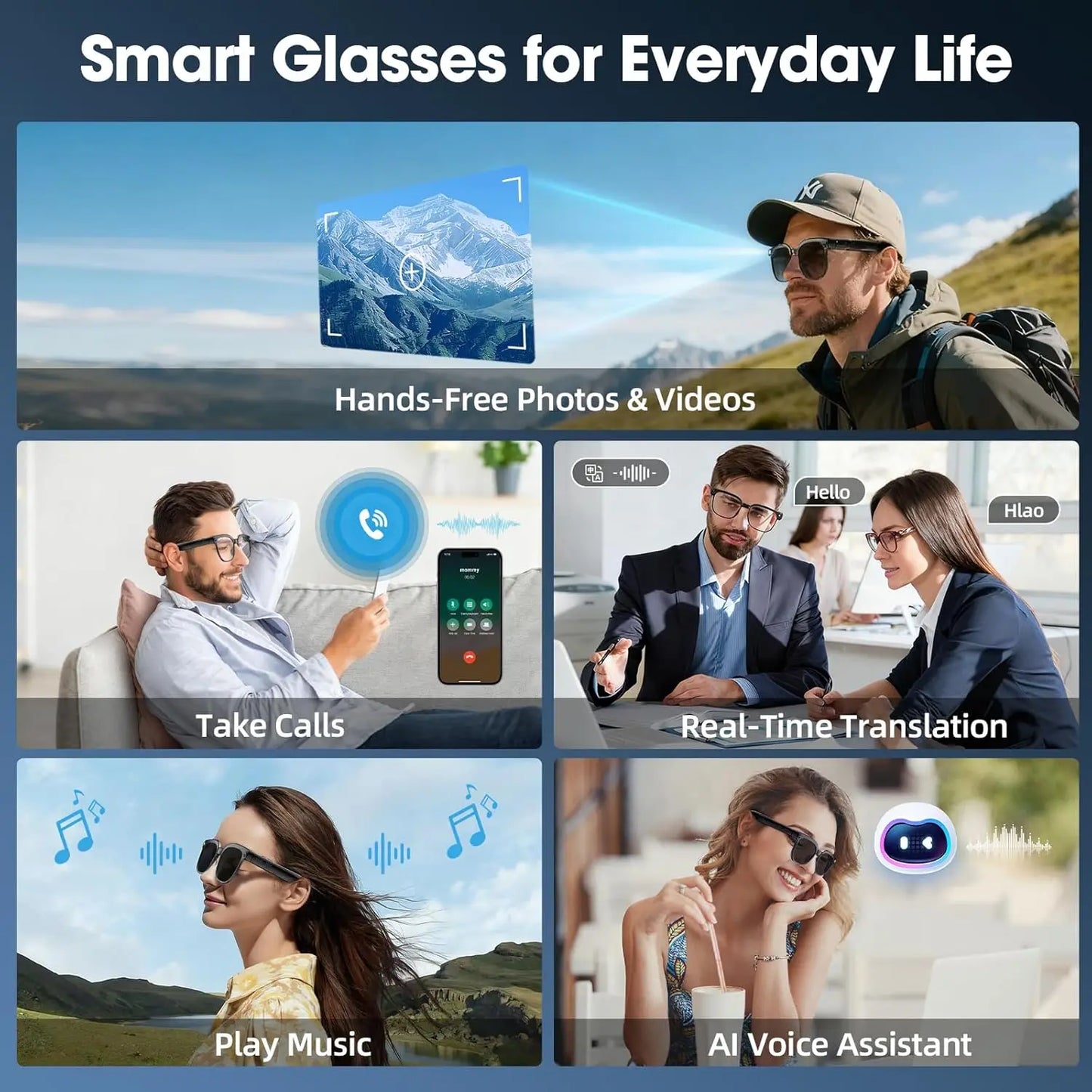 2026 New Men AI Smart Glasses Color-Changing Translation Glasses 800W Camera ChatGPT Call Music Photo Video Recording Sunglasses