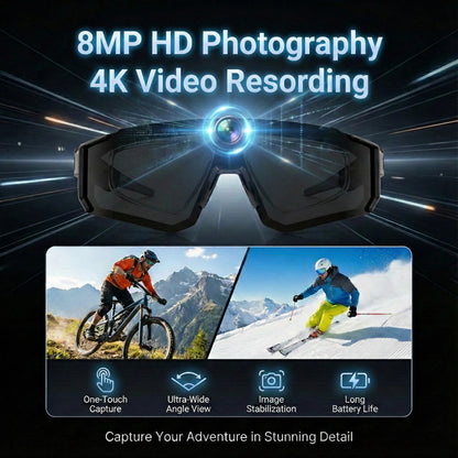 AI Cycling Glasses – 800W Camera, IP54 & Anti-Shake