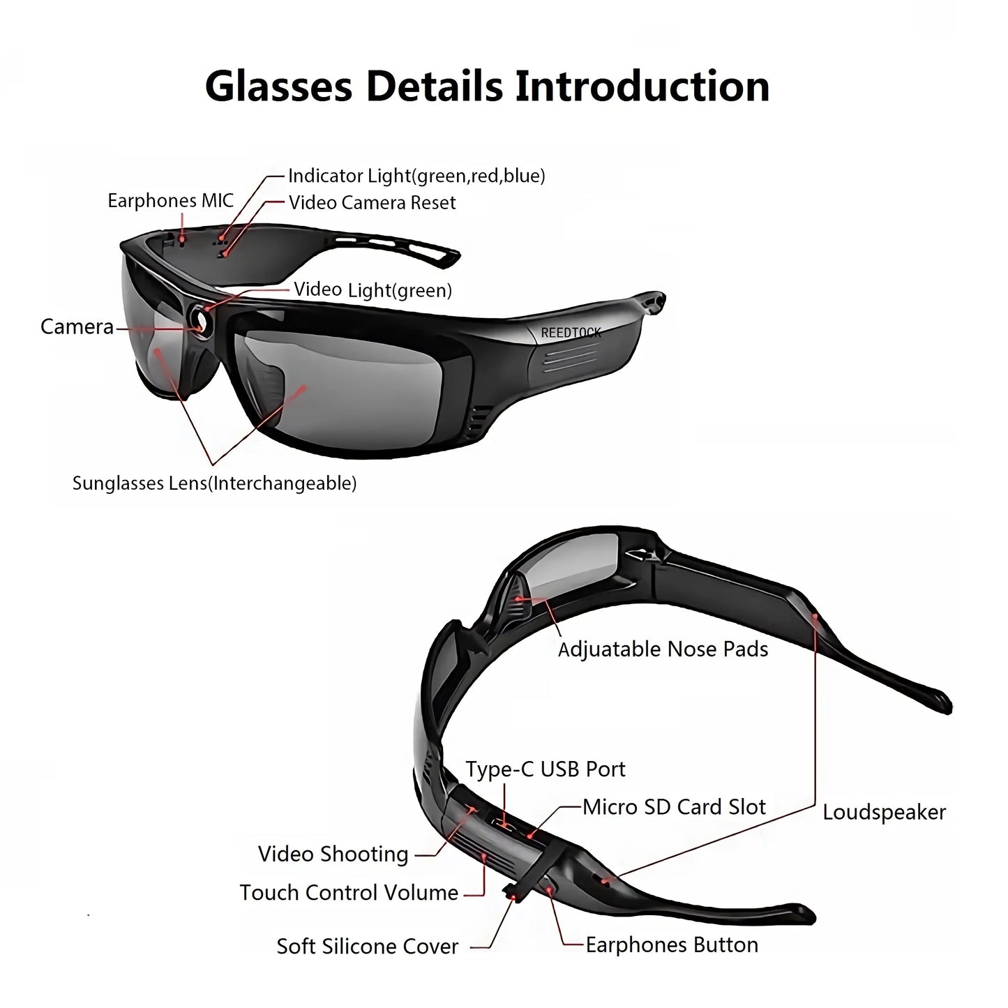 Smart Music Glasses – 1080P Camera, BT & AI Translation