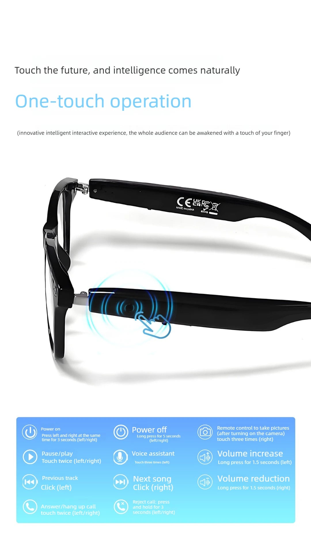 Smart Glasses AI translation 100+ Languages Make Receive Calls Music Calling Noise Reduction Light Glasses Men Women
