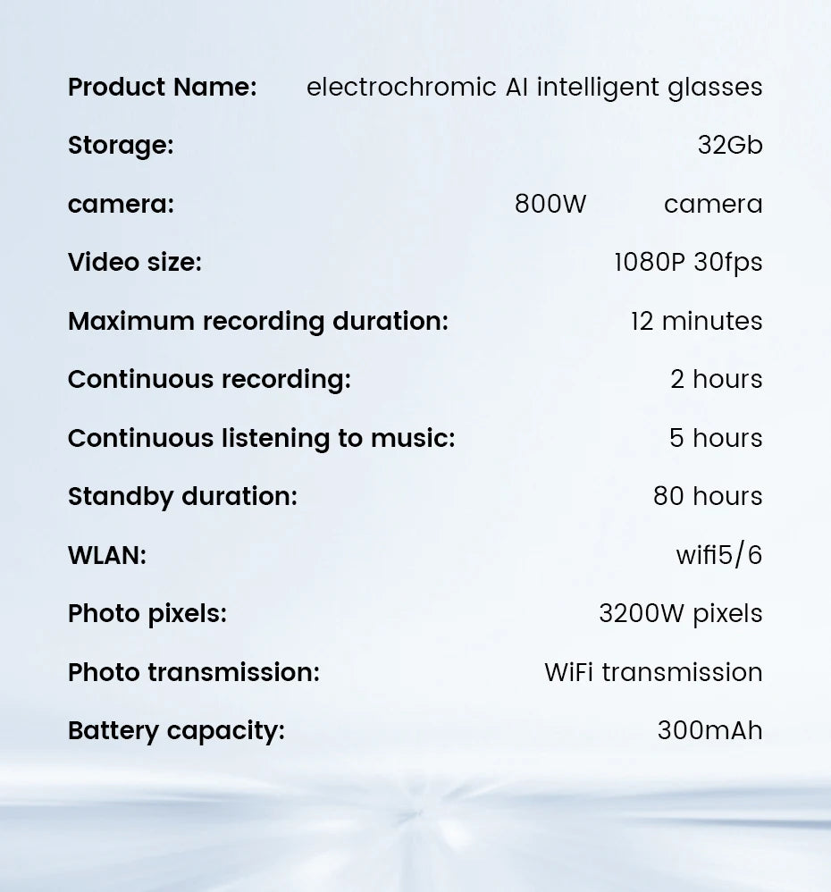 YAOCX E02C AI Smart Glasses – 32GB, 8MP & Translation