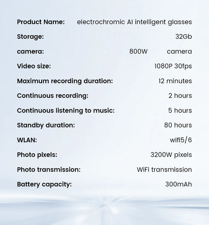 YAOCX E02C AI Smart Glasses – 32GB, 8MP & Translation