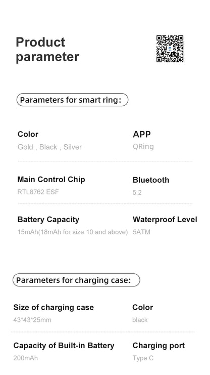 R09 Smart Ring – Charging Case, Heart Rate & 5ATM Waterproof