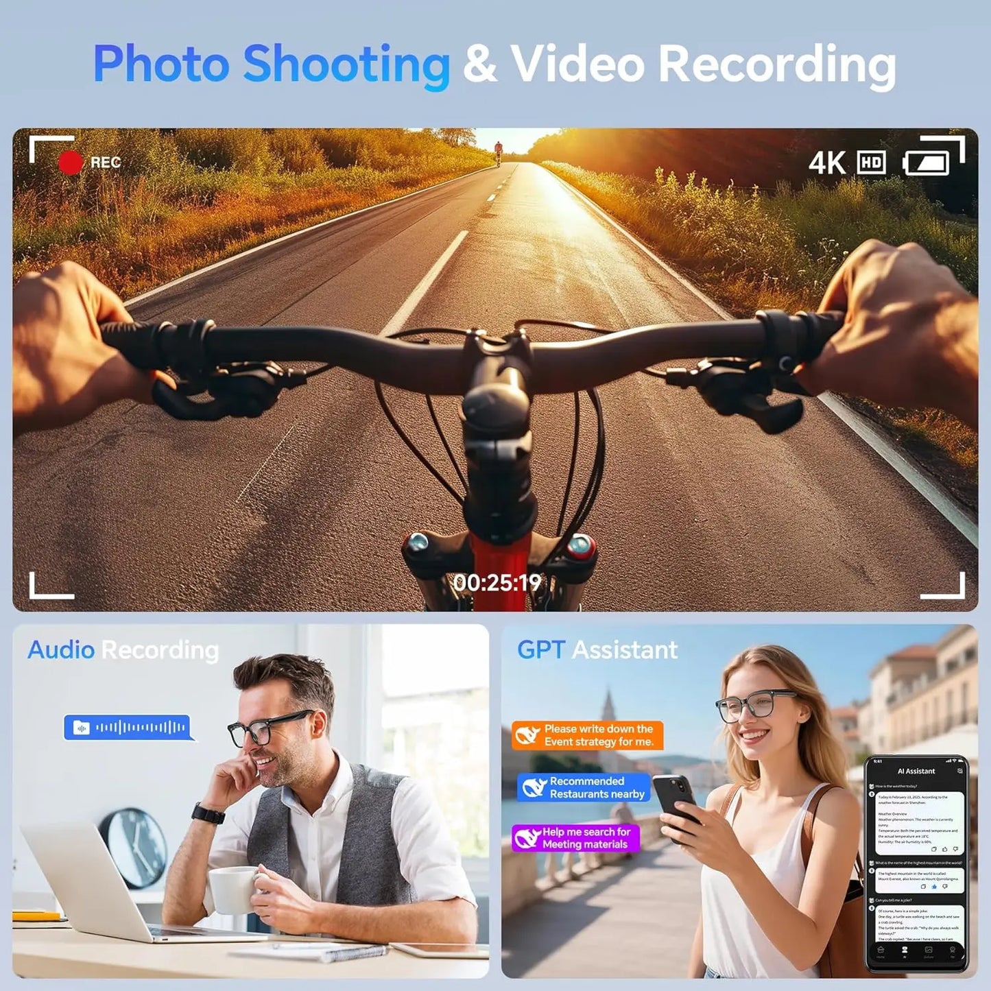 2026 New Men AI Smart Glasses Color-Changing Translation Glasses 800W Camera ChatGPT Call Music Photo Video Recording Sunglasses