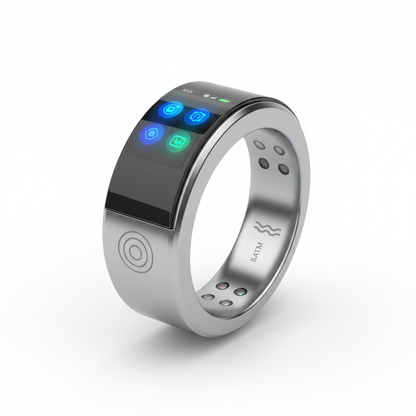2025 Smart Ring Display Screen Touch Wireless Charging white background product photo